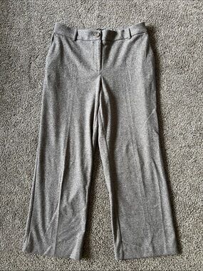 Hilary Radley Taupe Herringbone Wide-Leg Pants size 12